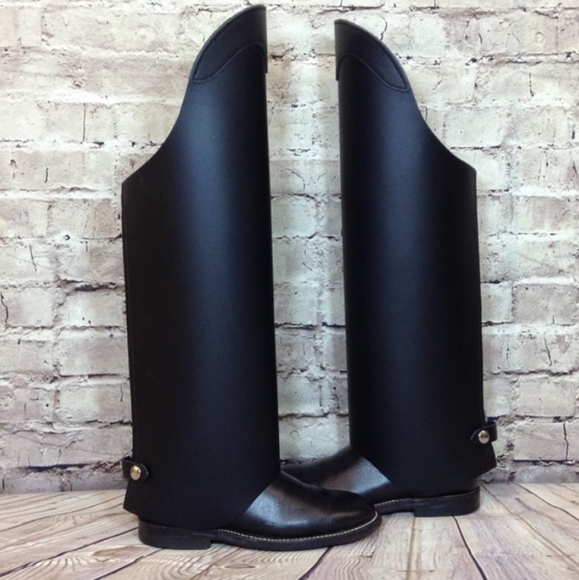 Leather Legs Black Leather Half Chaps Size Small Like New - Picture 5 of 11